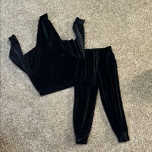 Black Velour Hoodie and Jogger Set